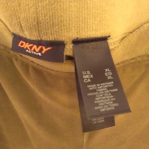 VINTAGE DKNY ACTIVE GREEN VELOUR TRACKSUIT 2 PC PANT SET W/ HOODY Sz. XL MINT - Picture 2 of 8